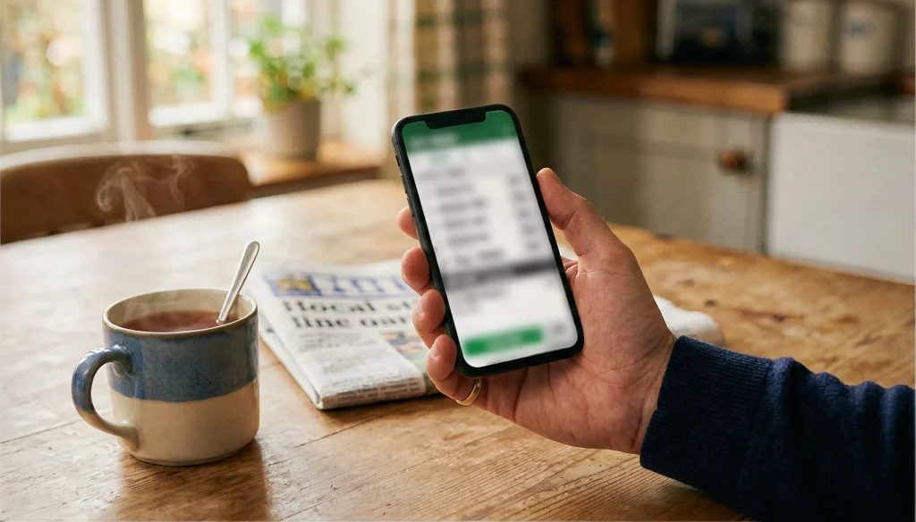 Person holding a smartphone with a horse racing app open, ready to place a first bet